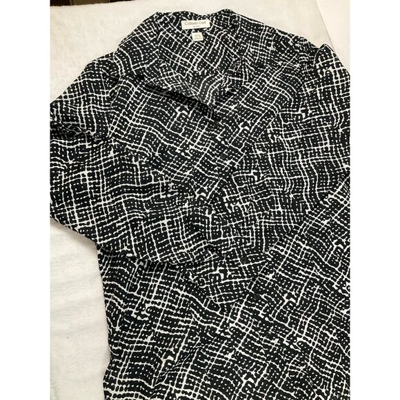Coldwater Creek Womens M Black White Lightweight Fine Cotton Blouse Shirt Top‎ - Picture 3 of 10